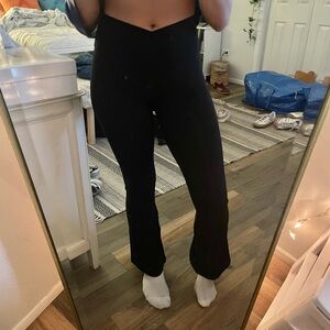 Aerie real me cross over black flare leggings